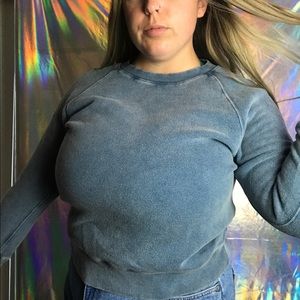 Blue Free People Crewneck Sweater